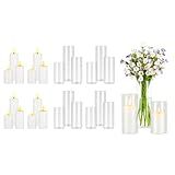 VEVOR Pillar Candles and Glass Vases Set 24 Pcs, Clear Cylinder Hurricane Candle Holders for Wedding Centerpieces, Tall Vase for Table Decor, Wedding Party, Thanksgiving,White (2.56" x 4.7",5.9",7.9")