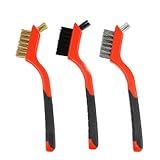 Rust Remover 3 Pack Small Wire Brush, Brass Wire Brushes for Cleaning, Rust Remover Tool for Metal (Brass, Steel, Nylon)