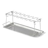 Amazon Basics Chicken Leg and Wing Rack, 14 Slots BBQ Chicken Drumsticks Holder, Food Grade Stainless Steel Roaster Stand for Smoking and Grilling, Oven, Charcoal Grill, Silver, 1-Pack