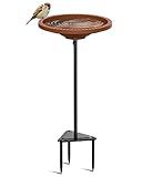 Bird Baths for Outdoors, Detachable Birdbaths for The Garden Clearance, Freestanding Bird Baths for Outdoors Heavy Duty, Bird Bath Bowl Spa & Birdfeeder with Metal Stake Stand, Circle Shape (Brown)