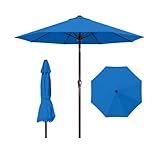 Patio Kingdom 10FT Patio Umbrella Outdoor Market Umbrella with Crank and Tilt, 8 Flexible Fiberglass Ribs, UV-Resistant Waterproof Canopy for Patio, Deck, Garden, Backyard, Royal Blue