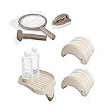 Intex PureSpa Maintenance Cleaning Accessory Kit and Cup Holder with Storage Tray Attachment and Inflatable Removable Headrest Pillows, (2 Pack)