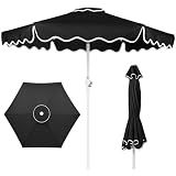 Best Choice Products 7.5ft Patio Market Umbrella with Wavy Trim, UV-Fade-Resistant 210g Canopy, Crank & Tilt, Wind Vent, Heavy-Duty Frame - Black