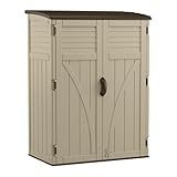 Suncast Outdoor Storage Shed, Water Resistant Resin Vertical Outdoor Storage Cabinet for Patio, Garden Tools, Cushions, & Equipment, Weatherproof Multi-Wall Design, 54 cu. ft., Made in USA