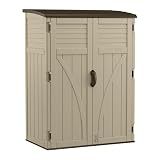 Suncast Outdoor Storage Shed, Water Resistant Resin Vertical Outdoor Storage Cabinet for Patio, Garden Tools, Cushions, & Equipment, Weatherproof Multi-Wall Design, 54 cu. ft., Made in USA