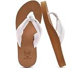 KuaiLu Flip Flops for Women Arch Support Summer Beach Sandals White Size 9