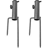 Waziaqoc 2 Pcs Patio Umbrella Steel Anchor, Heavy Duty Metal Umbrella Stands, Ground Grass Screw Holder Base with 2 Forks for Flag, Fishing Rod, Outdoor, Park, Lawn