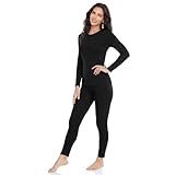 WEERTI Thermal Underwear for Women Long Johns with Fleece Lined Base Layer Women Cold Weather Top Bottom-Black M