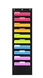 Hippo Creation Heavy Duty Storage Pocket Chart (Black - 1 Pack, 10 Pockets - Without Name Tag)