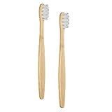 SEVENHEAD 2 PCS Bamboo Toothbrushes for Adults - Soft Bristles, Natural Biodegradable, BPA Free, Eco-Friendly, White