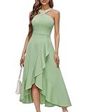 Bbonlinedress Summer Cocktail Wedding Guest Formal Hi Low Ruffled Dress Homecoming Teens Prom Dress Light Green L