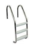 Aqua Select 3 Step Stainless Steel Pool Ladder with Non-Slip Plastic White Steps | Entry and Exit System for In-Ground Swimming Pools | 250 Pound Capacity | 1.9 Inch Outer Diameter