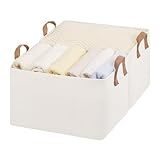 StorageWorks Storage Bins, Shelves Baskets for Organizing, Large Fabric Closet Organizers with Handles, Metal Frame, Natural Color, 2-Pack