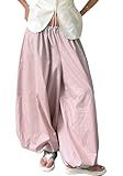LETSVDO Women's Palazzo Balloon Pants Drawstring Waist Wide Leg Pleated Barrel Harem Pants Baggy Casual Lantern Joggers