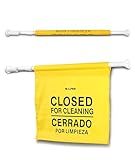 Alpine Restroom Closed for Cleaning Sign - Caution Door Barricade Signs, English & Spanish Yellow Safety Hanging Sign for Commercial Bathrooms Maintenance