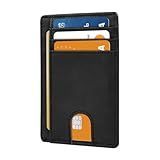 XZVXZV Slim Minimalist Front Pocket Leather Wallet RFID Blocking Small Thin Credit Card Holder for Men and Women Black