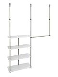 ClosetMaid® Maximizer™ Closet Accessory, Add Adjustable Storage Space, 4 Shelves, Double Hang Rod, Tool Free, Add On Unit, White