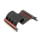 LINKUP - AVA5 Armour PCIE 5.0 Riser Cable | RTX5090 RX9070 GPU Ready | x16 128GB/s Speed | Compatible with PCIe 4.0 & WRX80/WRX90E | Left Angle, Black 20cm (Total Length 24cm)