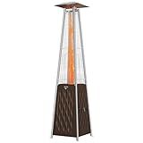 EAST OAK Pyramid Patio Heater, 48,000 BTU Outdoor Patio Heater, Quartz Glass Tube Propane Heater, Triple Protection System, With Wheels, Outdoor Heater for Commercial & Residential, Brown