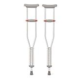 Medline Lightweight Aluminum Red Dot Crutches, For Patients 5’1”–5’-9”, Walking Aid For Adults & Seniors Comfortably Supports Up To 300lbs