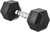 Amazon Basics Rubber Hex Dumbbell with Comfortable Handle for Home Gym Workout, 20 Pounds, Single, Black