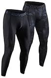 DEVOPS 2 Pack Men's Compression Pants Athletic Leggings (Medium, Black/Camo Black)