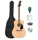 Fender Dreadnought Acoustic Guitar - Natural Bundle with Gig Bag, Tuner, Strings, Picks, and Austin Bazaar Instructional DVD