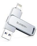 MFi Certified 256GB Flash Drive for iPhone Photo Stick, USB Memory Stick High Speed iPhone Flash Drive, External Memory Storage USB Stick Thumb Drive for iPhone/iPad/Android/PC (Metallic Silver)