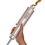 Upgraded Automatic Rotating Curling Iron - TYMO CurlPro Plus Long Barrel Curling Wand for Long Hair, Ceramic Hair Curler for Women, Anti-Scald, Tangle-Free, 600M Ionic, Dual Voltage, Gold, 1 Inch