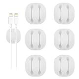Shintop Cable Clips, 6 Pack White Double Cord Holder Adhesive Cord Management Wire Organizer for Organizing Desk Nightstand Car Phones Chargers