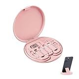 YAFIYGI 9 in 1 Cable Case USB Adapter Cable Conversion Storage Box USB Type C to Micro USB/Lightning/USB A Cable Data Transfer Tool Contains Sim Card Slot Tray Eject Pin Use as Phone Holder (Pink)