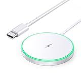 Magnetic Wireless Charger 15W Mag Safe Charger-Fast Charging Pad Compatible with iPhone17/16/15/14/13/12 Series & Airpods 2 3 Pro-LED Mag-Safe Pad with Dual Charging Ports Original Replacement（White）