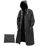 AIMLYXEE Men's Reusable EVA Long Raincoat, Windproof Waterproof Trench Coat for Hiking Fishing Dog Walking Outdoor Activities(XXXL)