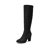 DREAM PAIRS Women's Chunky Heel Knee High Boots,Size 8,Black,MIDLEG