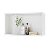 Neodrain White Recessed Shower Niche Shelf Bathroom Cabinet in Wall (Inner Size 24" X 12"x4") Stainless Steel No Tile Needed Wall Niche for Bathroom Storage
