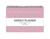 Elite Check Weekly Planner - Wirebound Undated Weekly & Daily Scheduler, Check Box, Free Note / 250 x 170 mm (Mocha Pink)