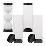 Clear Golf Ball Display Case Tubes with Caps 4 Pack, Transparent PVC Storage Holders for Collector Balls, Home Office Store Display & Golf Bag Organization