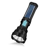 VOETIR Led Solar Flashlight, 1500 Lumens Led Solar Handheld Flashlights with IP65 Waterproof for Survival Emergencies Camping (1 Pack)