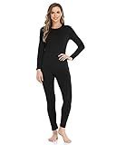 WEERTI Thermal Underwear for Women Long Johns with Fleece Lined Base Layer Women Cold Weather Top Bottom Black
