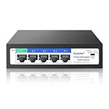5-Port Ethernet PoE Switch (4 PoE Ports, 1 Uplink) with Extend Function, Easy Smart Managed Ethernet Switch, Plug & Play, Fanless Metal Design, VLAN, Qos,Desktop/Wall Mount