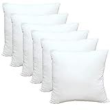 Obruosci Luxury Throw Pillow Inserts, Pack of 6, 18 x 18 inches Hypoallergenic Ultra Soft White Polyester Microfiber Durable Couch Cushion Fillers