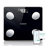 NUTRI FIT Scale for Body Weight Digital Bathroom Smart Scale with Bluetooth for BMI, Body Fat, Muscle Mass, 20 Body Composition Analyzer Health Monitor Sync Apps 330lbs, Batteries Included