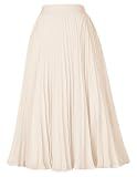 GRACE KARIN Pleated Midi Skirt for Women Chiffon A-Line Outfits Beige M | High Elastic Waist,Knee Length,Long Flowy Swing Flare Skirts,Work,Daily Casual Wear,Holiday Party,Fashion Clothes