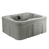 Lifesmart 4-Person Plug & Play Square Hot Tub Spa with 13 Jets, 1.0 HP Pump, Thermal Cover and LED Light, Outdoor Spa, Taupe