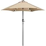 Yaheetech 7.5FT Solar Patio Umbrella w/Push Button Tilt & Crank, Tan