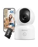 ZOSI 4K Indoor Security Camera, C518 WiFi Pan/Tilt Pet/Dog/Baby Plug-in IP Camera, Auto Tracking, AI Human/Face/Pet Detection, 360° View, Night Vision, 2-Way Audio, 5GHz/2.4GHz WiFi, 64G Memory Card