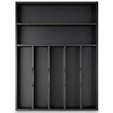 Besilord Silverware Organizer Kitchen Drawer Organizer Utensil Organizer Bamboo Silverware Holder Cutlery Organizer in Drawer Flatware Organizer Tray(7 slots, Black