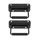 YiiSeeJo 2 Pcs Spring Loaded Handle, Black Heavy Duty Stainless Steel Chest Handle, Rubber Grip Folding Handles for Toolbox Chest Case Trunks Crates Storage Boxes
