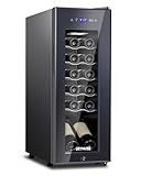 12 Bottle Compressor Wine Cooler Refrigerator with Lock, Freestanding Wine Fridge, 41°F-64°F Digital Temperature Control, Large Wine Cellar for Red, White, Champagne, and Sparkling Wine – Black