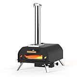 GRILIFE 12 inch Outdoor Pizza Oven, Wood Pellet Pizza Ovens with 360° Rotating Pizza Stone, Outside Portable Pizza Stove, Tabletop Pizza Oven for Backyard, Camping, Patio, black